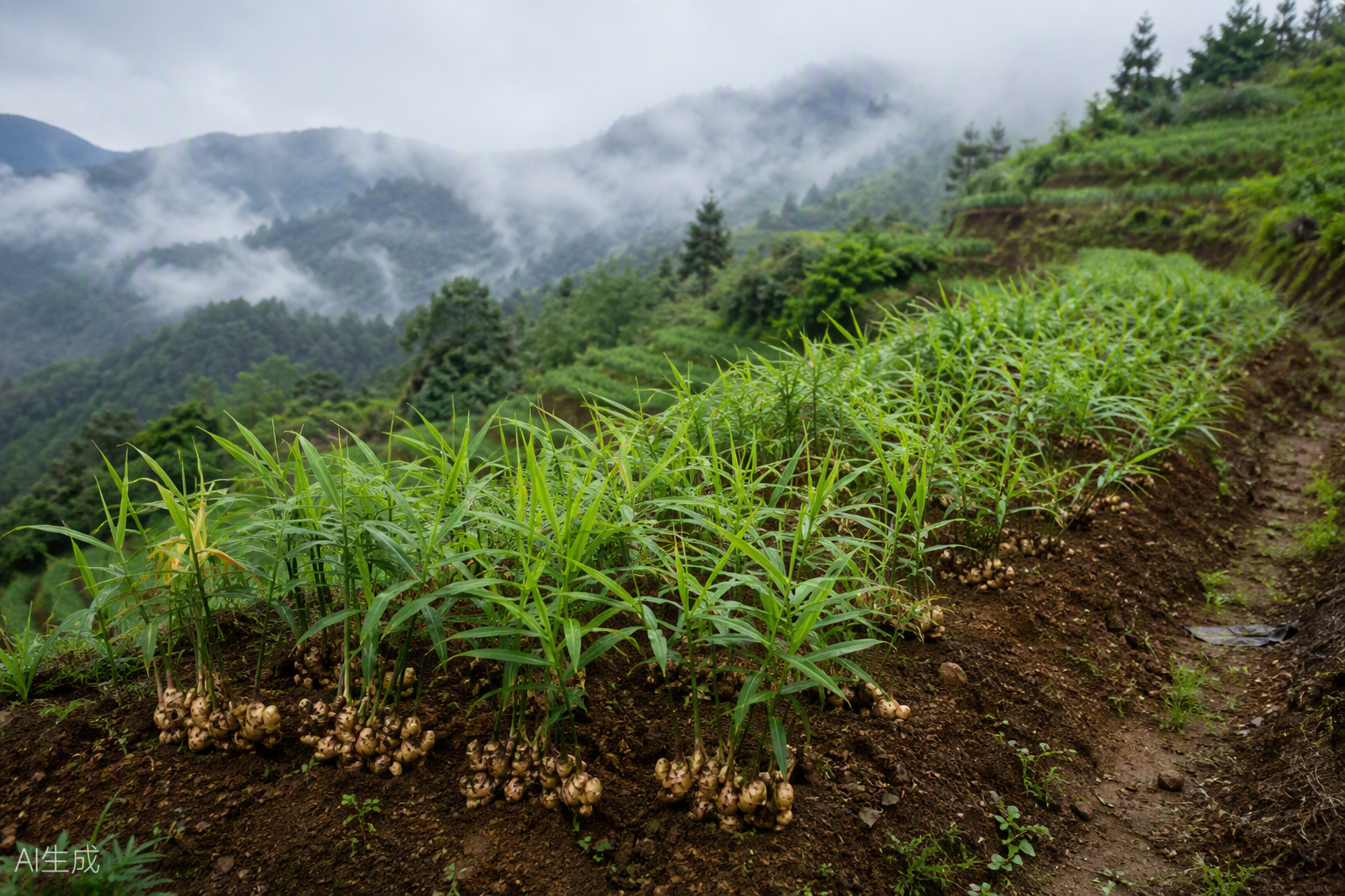 Ginger cultivation in a cool highland region
